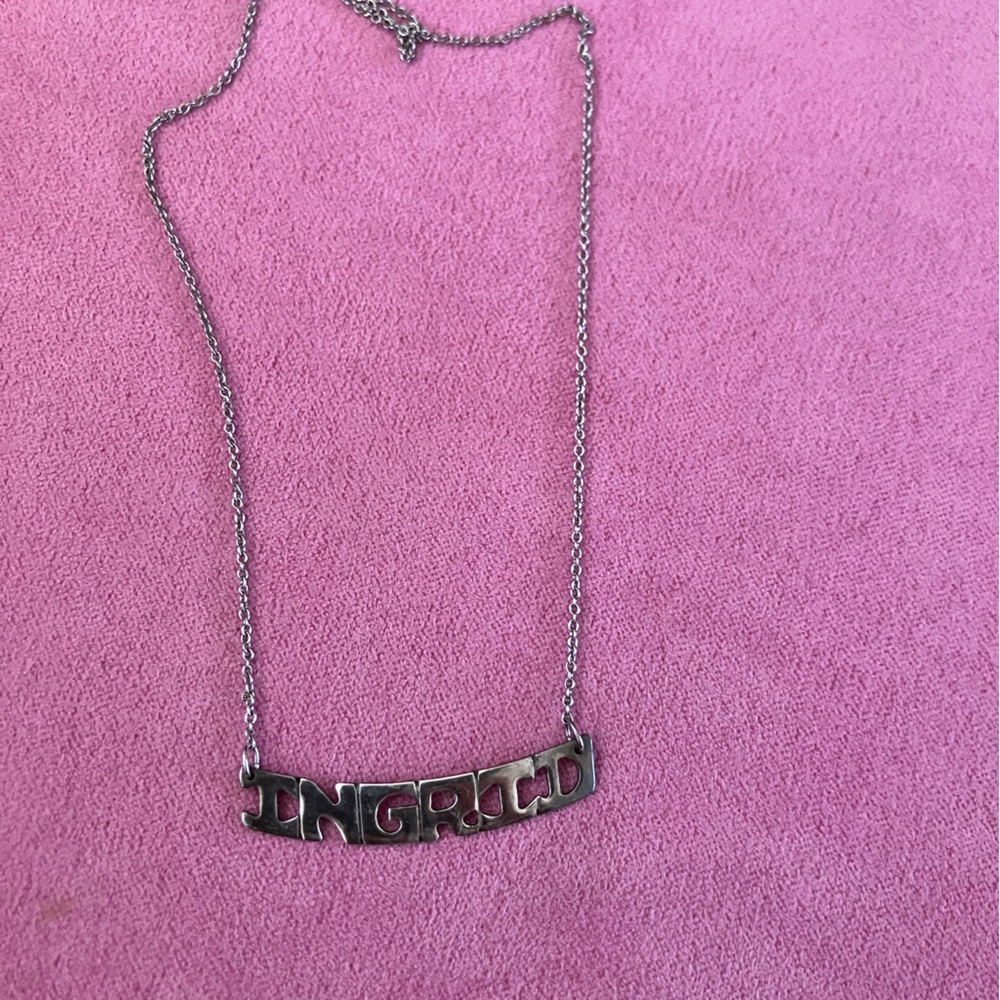 Vintage sterling silver Ingrid nameplate